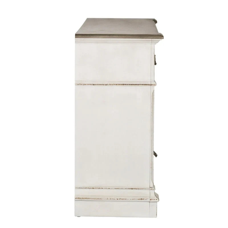 Commode et miroir The Gray Barn Abbey Park marron vieilli et blanc antique