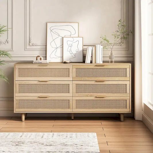 59.066-Commode de rangement en rotin avec tiroirs, pour chambre à coucher, salon, noir