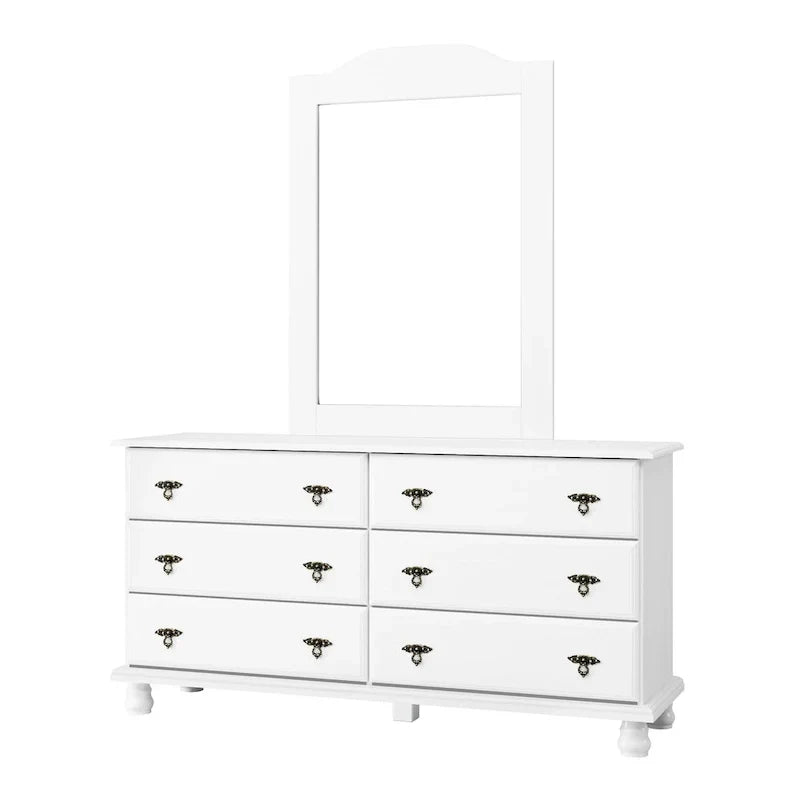 Commode traditionnelle Palace Imports 100 % en bois massif Kyle 6 tiroirs avec miroir en option
