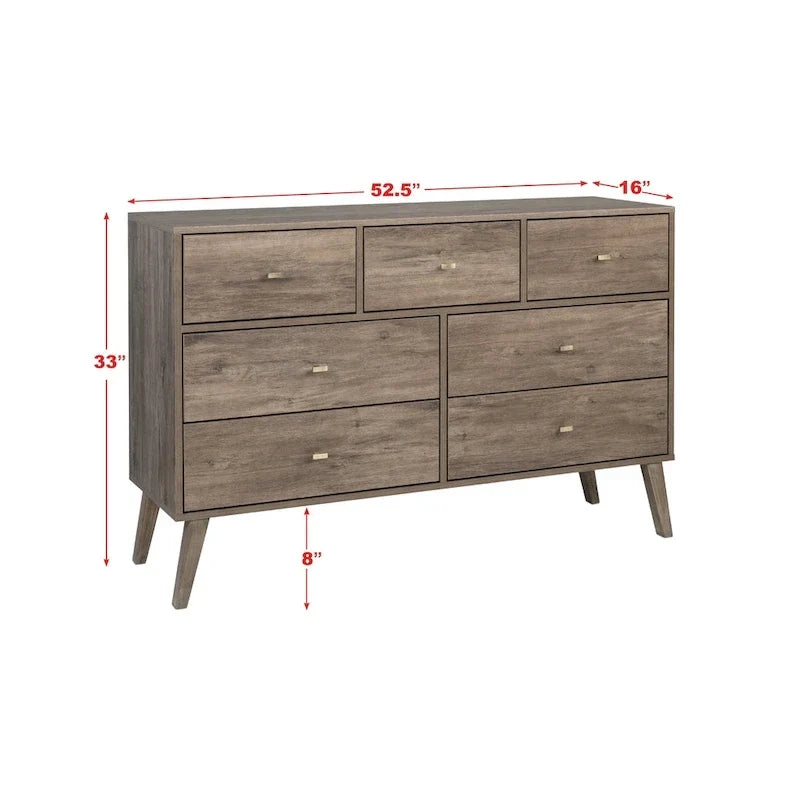 Commode à 7 tiroirs Prepac Milo de style Mid-Century