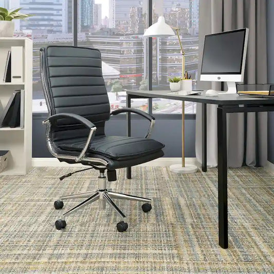 Fauteuil de direction professionnel à dossier haut en similicuir avec piètement chromé et accoudoirs amovibles
