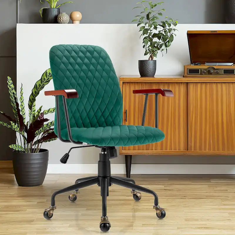 Fauteuil de bureau pivotant en velours, réglable, mi-dossier, pour la maison ou les loisirs