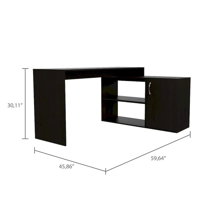Bureau d'angle avec deux étagères et une armoire à porte unique FM Furniture Dallas