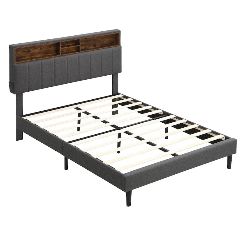 Lit plateforme rembourré Queen size