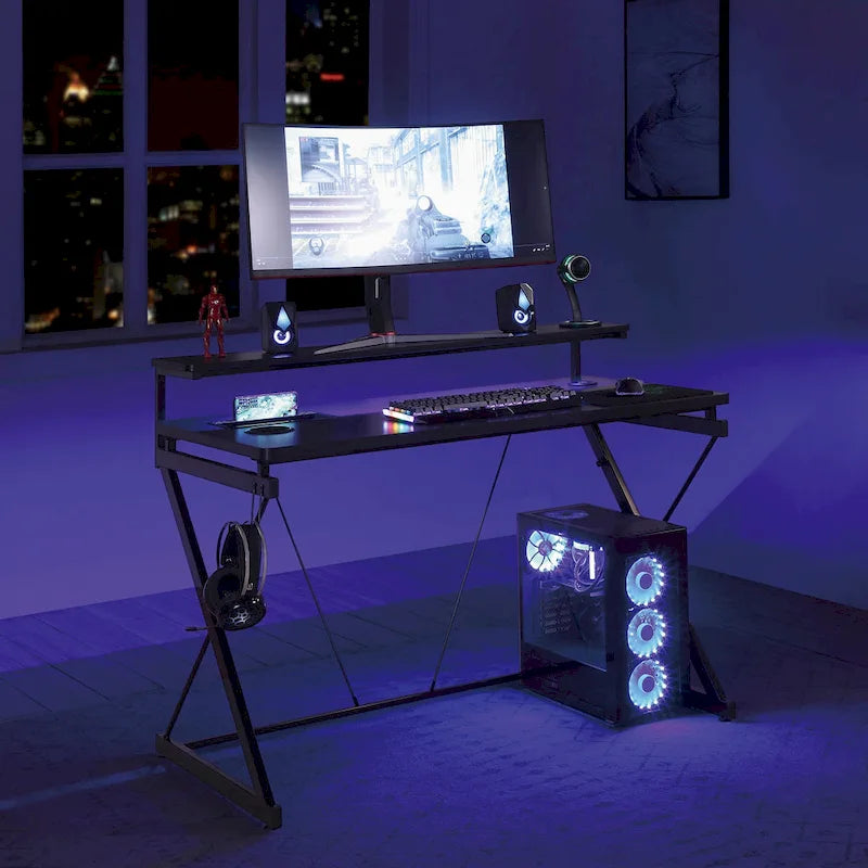 Bureau de jeu Emulator Battlestation avec lumières LED RVB