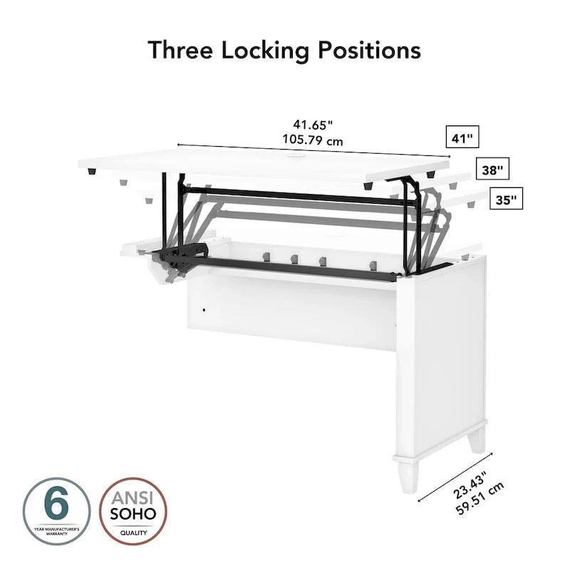 Rallonge de bureau Bush Furniture Somerset 42 po, 3 positions, assis-debout