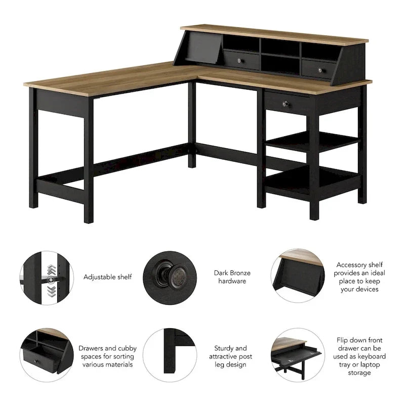 Bureau informatique en L Mayfield 60W avec organisateur de Bush Furniture