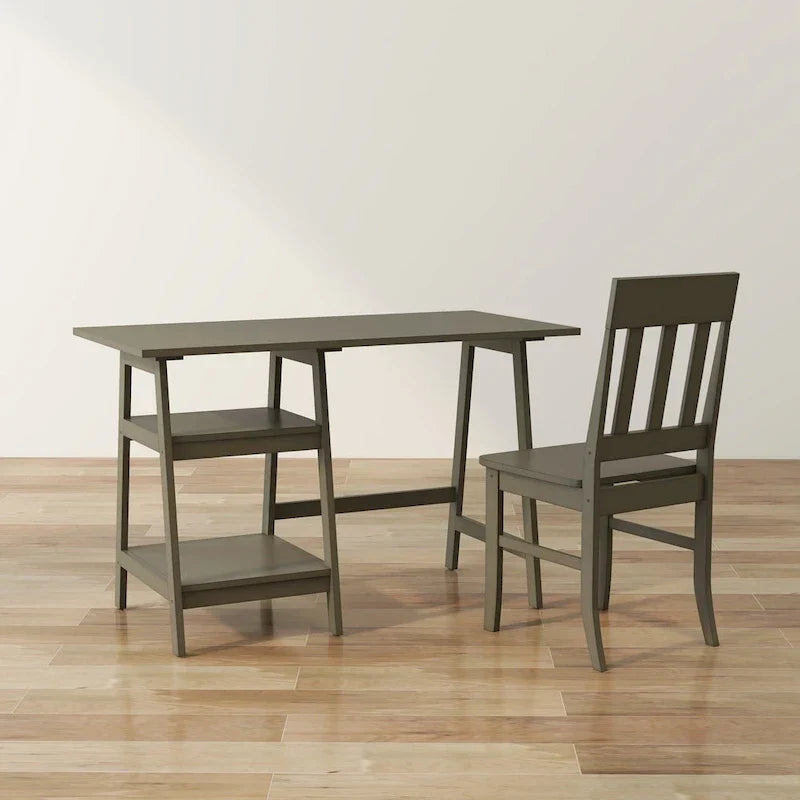 Bureau d'ordinateur en verre Oller Transitional de 120 cm en 2 pièces avec chaise par Furniture of America