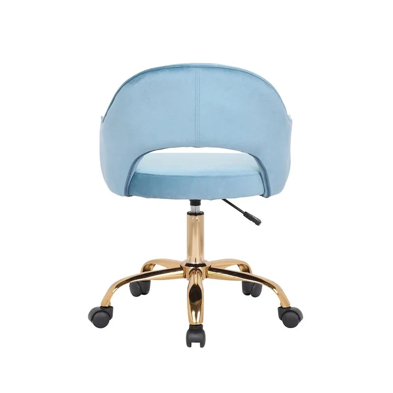 Chaise de bureau pivotante en velours Porthos Home Camron, pieds chromés dorés