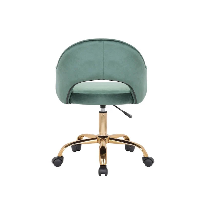 Chaise de bureau pivotante en velours Porthos Home Camron, pieds chromés dorés