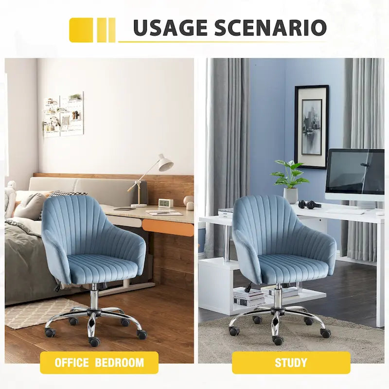 Chaise de bureau moderne en velours avec hauteur réglable et roulettes