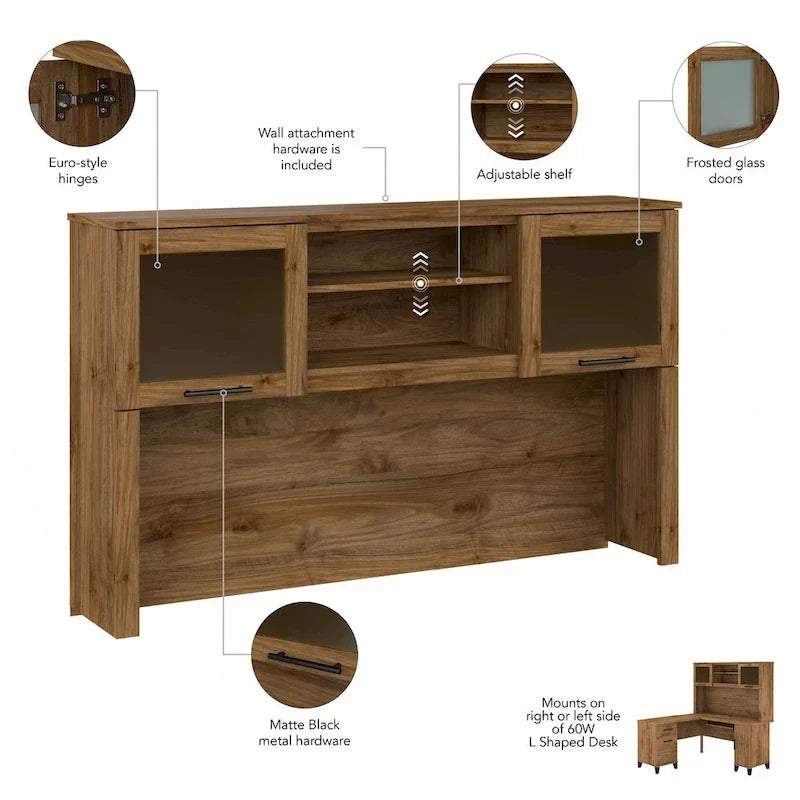 Bureau d'angle en L 60" Bush Furniture Somerset avec huche de rangement