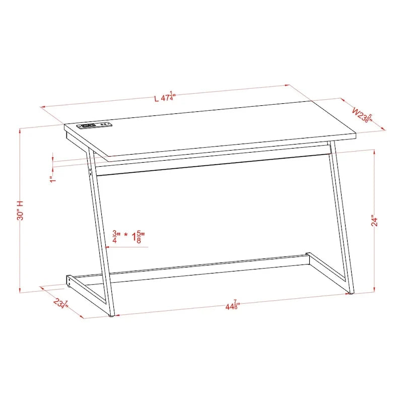 Bureau d'ordinateur Rosalinda Glam de 47 po en acier avec ports USB par Furniture of America
