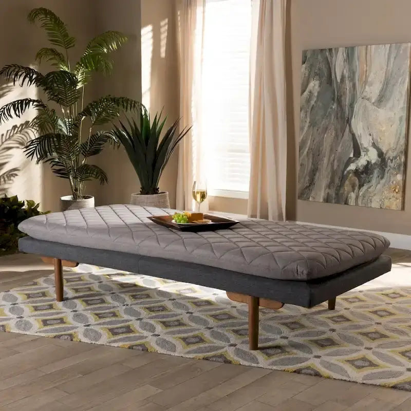 Canapé-lit rembourré en bois Marit Mid-Century Modern