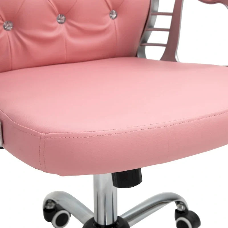 Vinsetto Chaise de Bureau en Faux Cuir, Dossier Matelassé, Roulettes Pivotantes, Chaise de Travail avec Accoudoirs Réglables en Hauteur