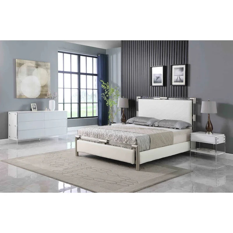 Ensemble de chambre Somette Barry rembourré avec lit, buffet et table de chevet