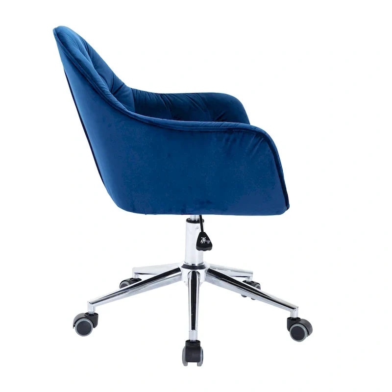 Chaise de bureau pivotante réglable en velours tufté Corvus Hernals