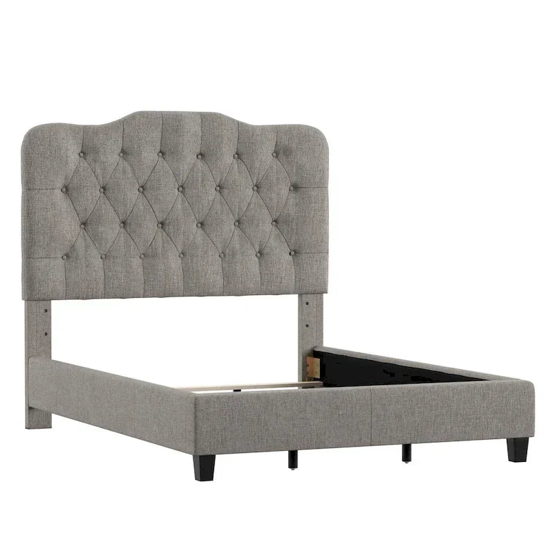 Lit Ginny de style classique en forme de dos-d'âne avec matelassage capitonné en losanges et diamants, par iNSPIRE Q