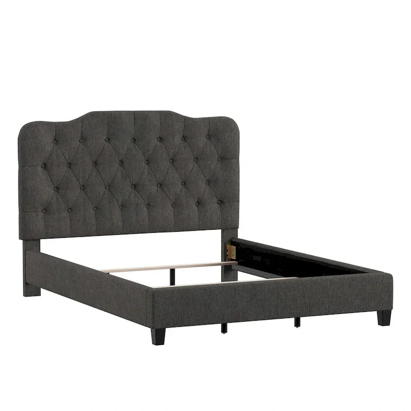 Lit Ginny de style classique en forme de dos-d'âne avec matelassage capitonné en losanges et diamants, par iNSPIRE Q