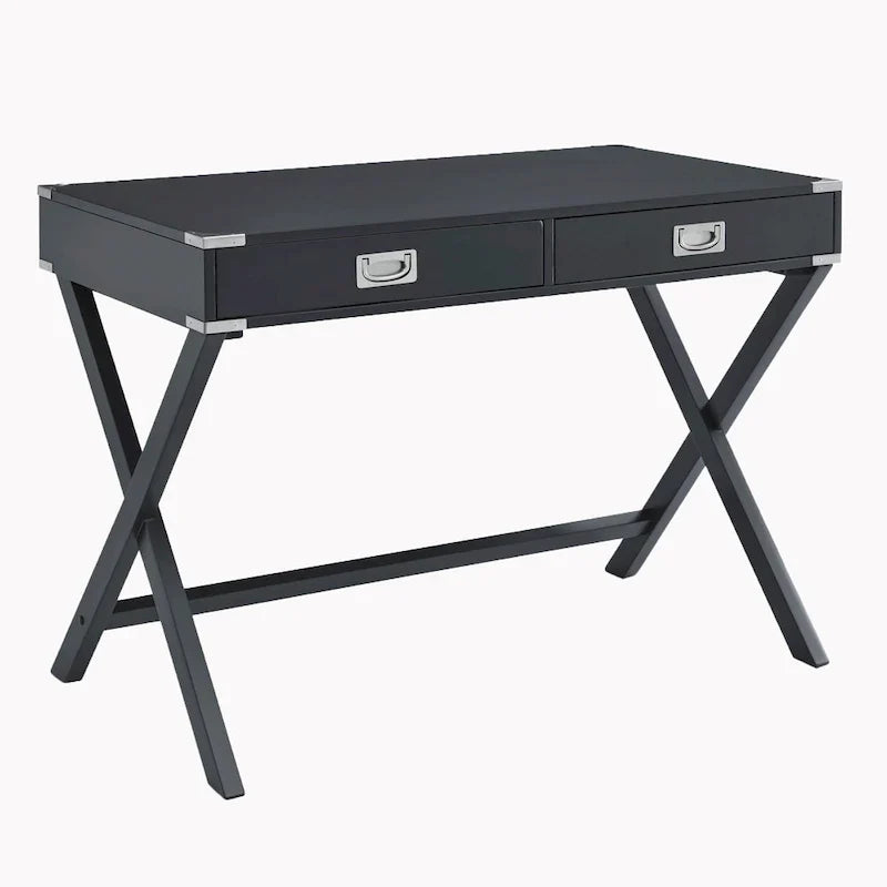 Bureau d'ordinateur en bois massif avec tiroirs