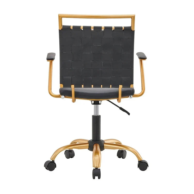 Chaise de bureau pivotante à dossier mi-haut en cuir doré LUXMOD pour ordinateur