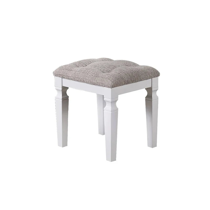 Ensemble coiffeuse avec tabouret en tissu et bois