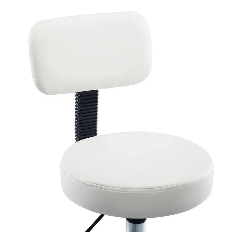 Tabouret de travail roulant réglable avec siège en similicuir et repose-pieds pliable, tabouret polyvalent pour bureau à domicile, coiffeuse,