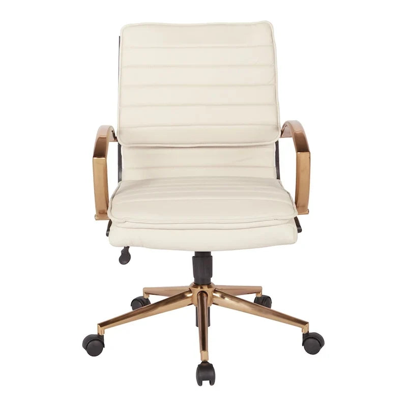 Chaise de bureau mi-hauteur en similicuir avec base dorée OSP Home Furnishings