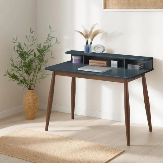 Bureau de rangement en bois gris-bleu Roundhill Furniture Roskilde