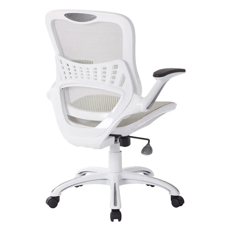 Chaise de bureau Riley avec assise et dossier en maille blanche