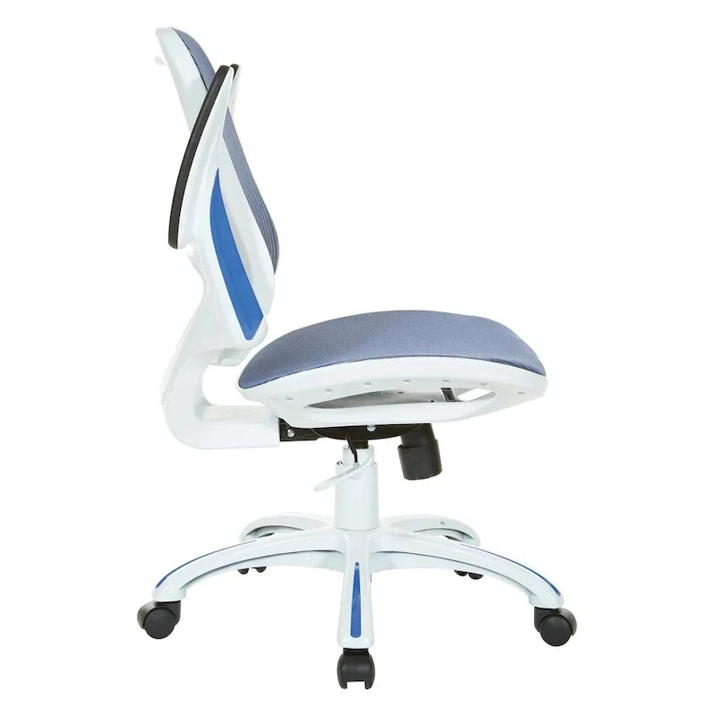 Chaise de bureau Riley avec assise et dossier en maille blanche