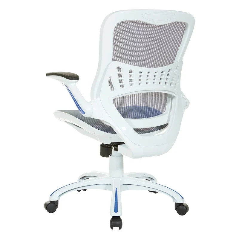 Chaise de bureau Riley avec assise et dossier en maille blanche