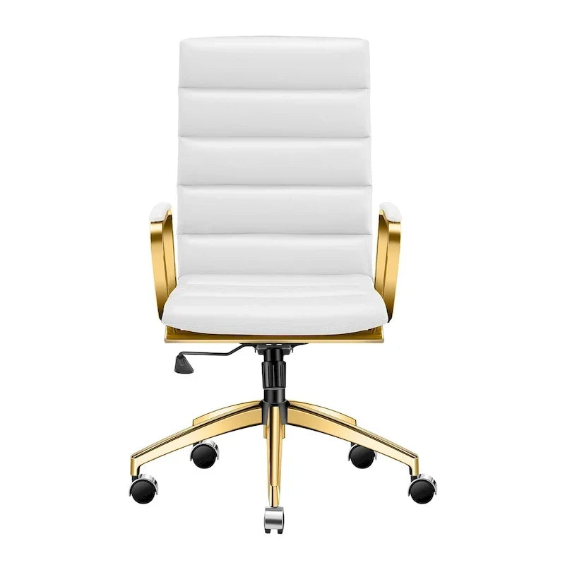 Chaise de bureau LUXMOD en similicuir avec cadre doré, réglable et pivotante