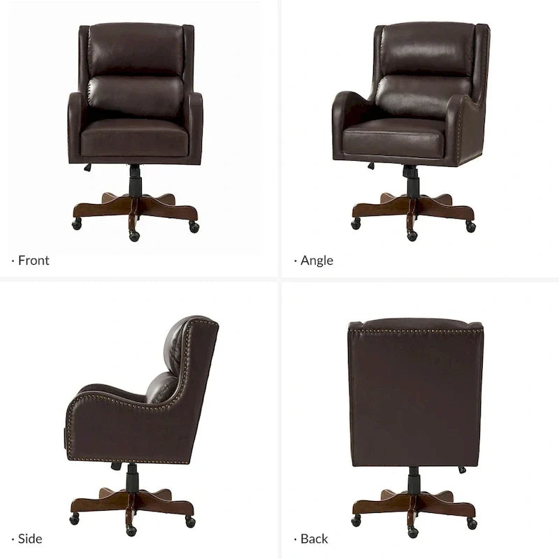 Fauteuil de bureau pivotant Pete en similicuir à hauteur réglable avec mécanisme d'inclinaison par HULALA HOME