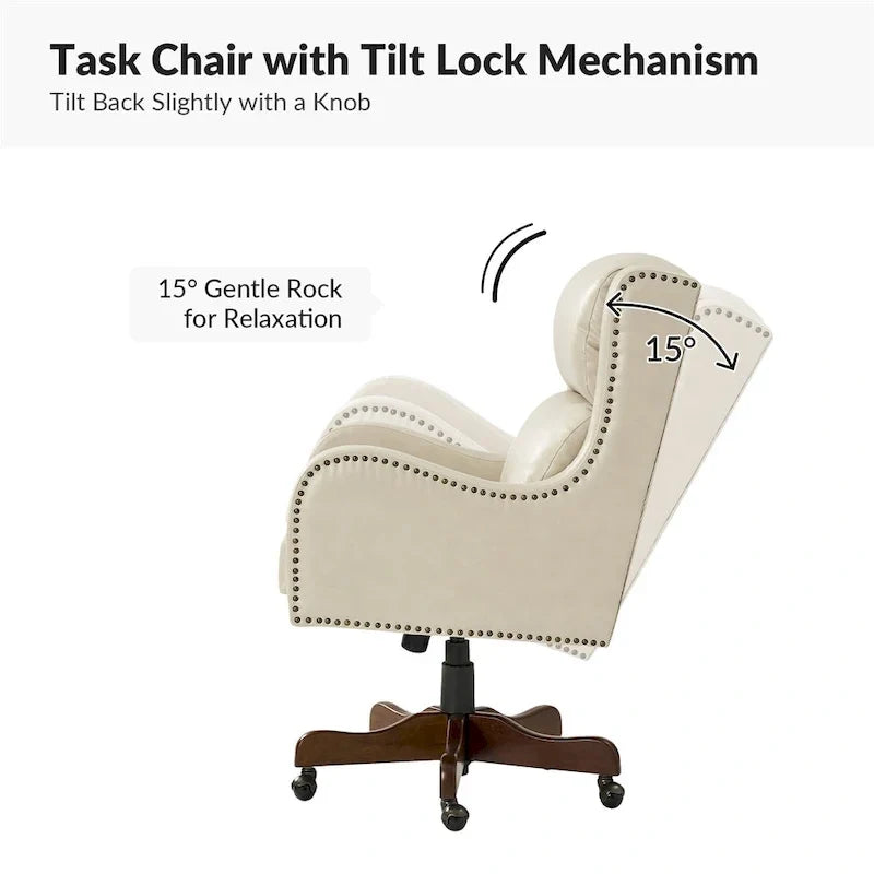 Fauteuil de bureau pivotant Pete en similicuir à hauteur réglable avec mécanisme d'inclinaison par HULALA HOME