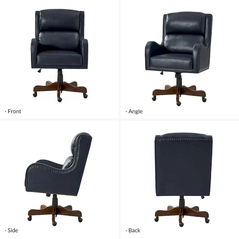 Fauteuil de bureau pivotant Pete en similicuir à hauteur réglable avec mécanisme d'inclinaison par HULALA HOME