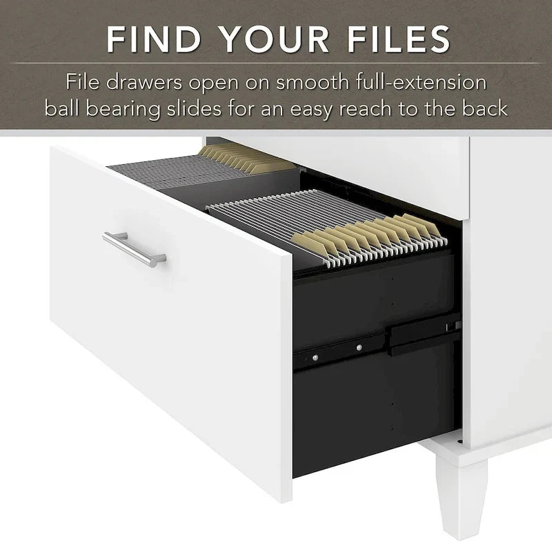 Bureau de 60W Somerset avec armoire et bibliothèque à 5 étagères