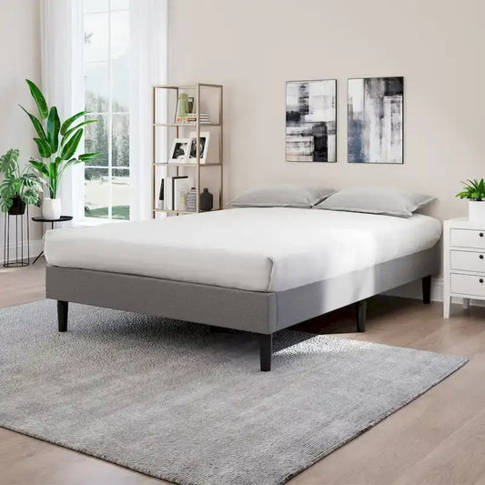 Lit plateforme contemporain gris rembourré