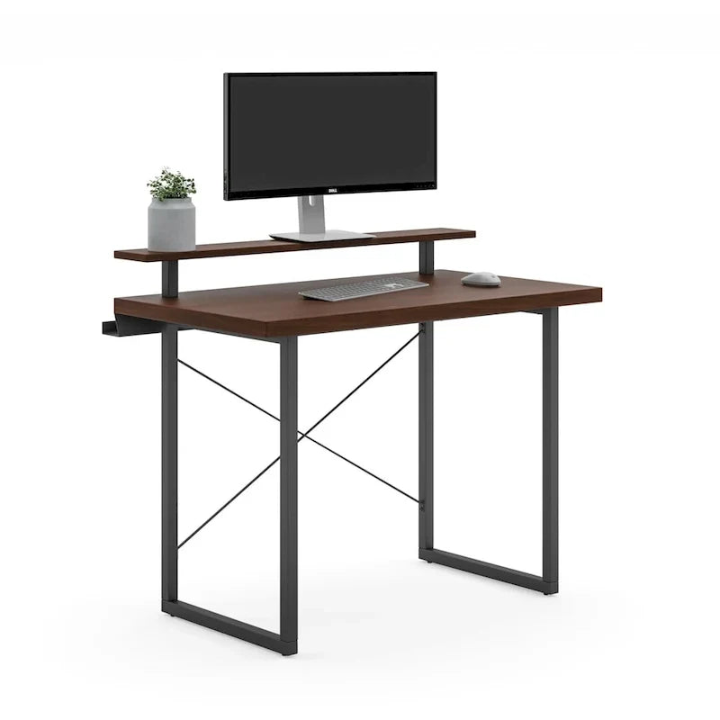 Homestyles Bureau en Bois Marron avec Support d'Écran