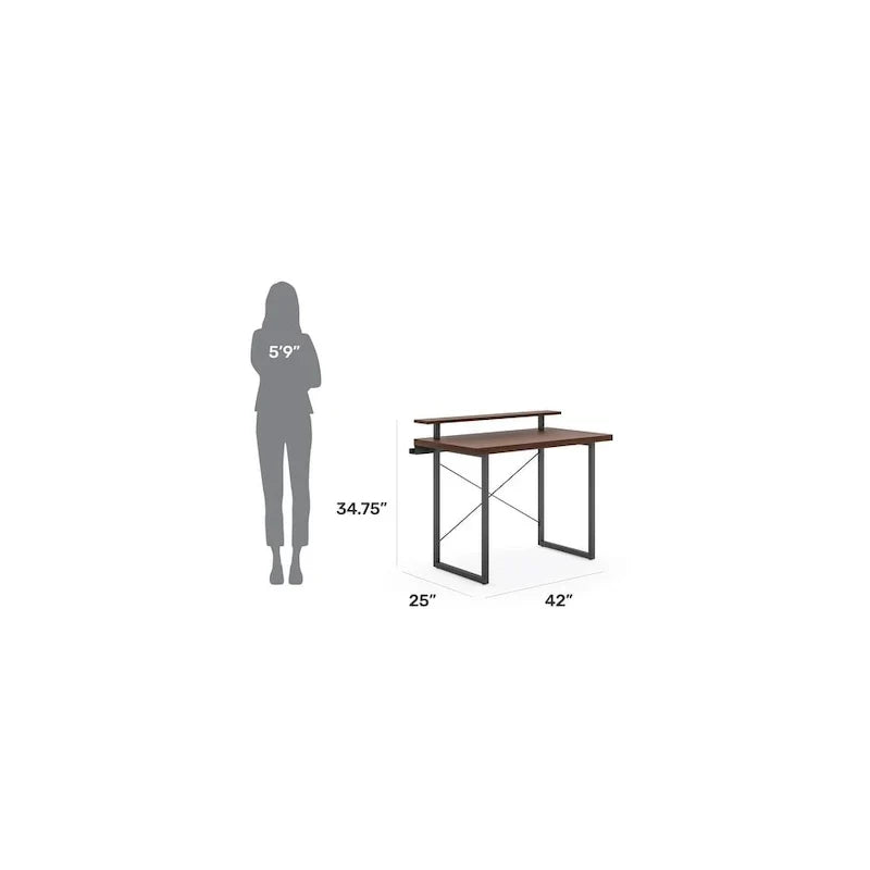 Homestyles Bureau en Bois Marron avec Support d'Écran