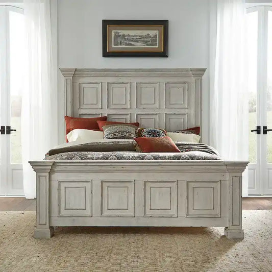 Grand lit Queen en bois vieilli Whitestone Big Valley