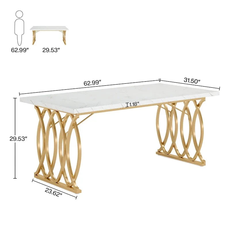Bureau de direction de 63 pouces, grand bureau d'ordinateur, table de conférence pour 4 à 6 personnes