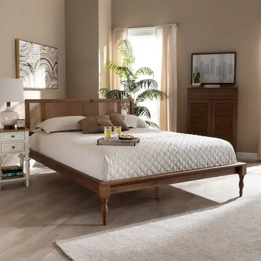 Lit plateforme en bois et rotin synthétique Ullared Carson Carrington