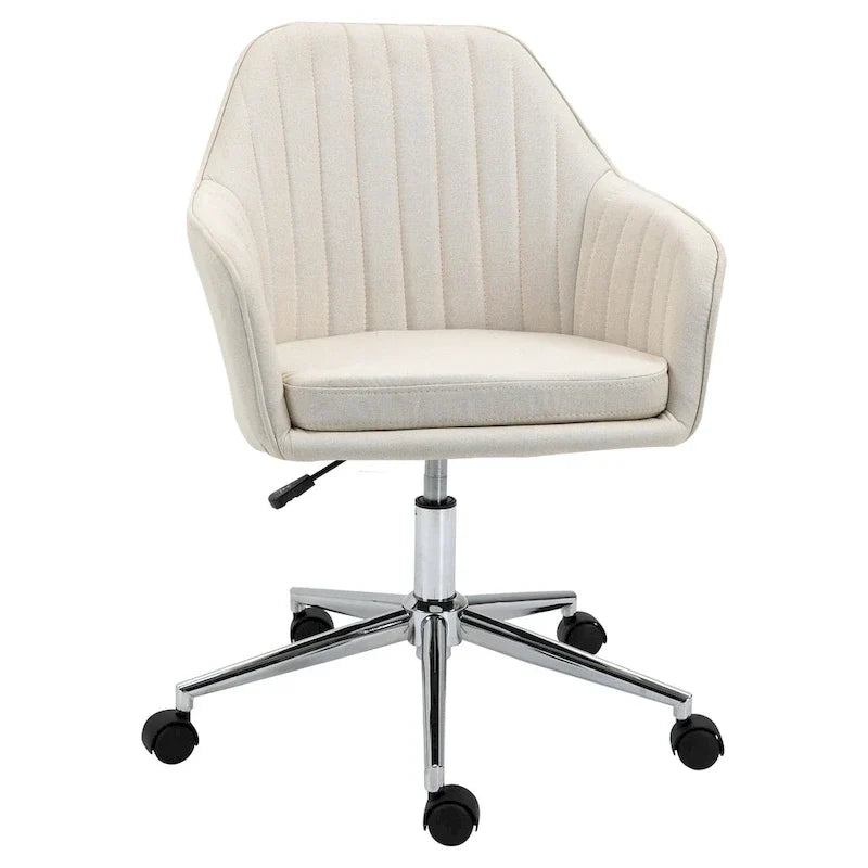Chaise de bureau Vinsetto à dossier mi-haut : design en forme de baquet, dossier à motif ligné, roulettes pivotantes - 23,25*24*37,75