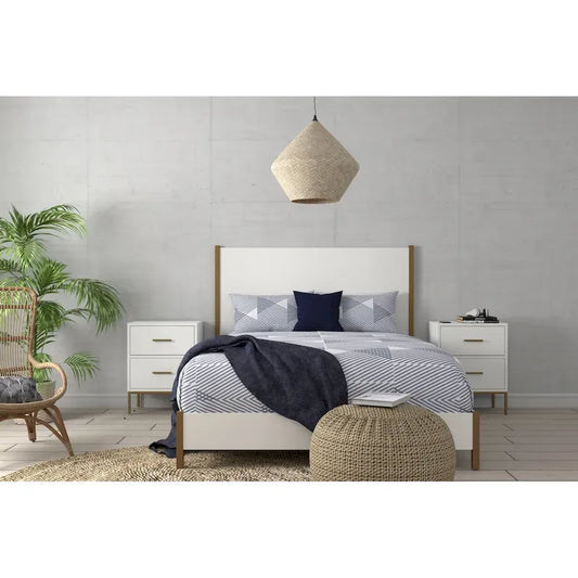 Lit Madelyn en bois avec panneau, de marque Alpine Furniture, en blanc