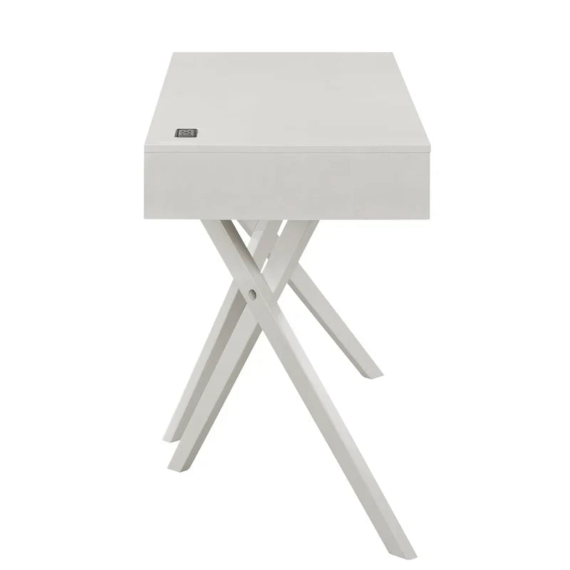 Bureau Foli Transitional de 47 po en bois avec 2 tiroirs, ports USB et prises électriques par Furniture of America