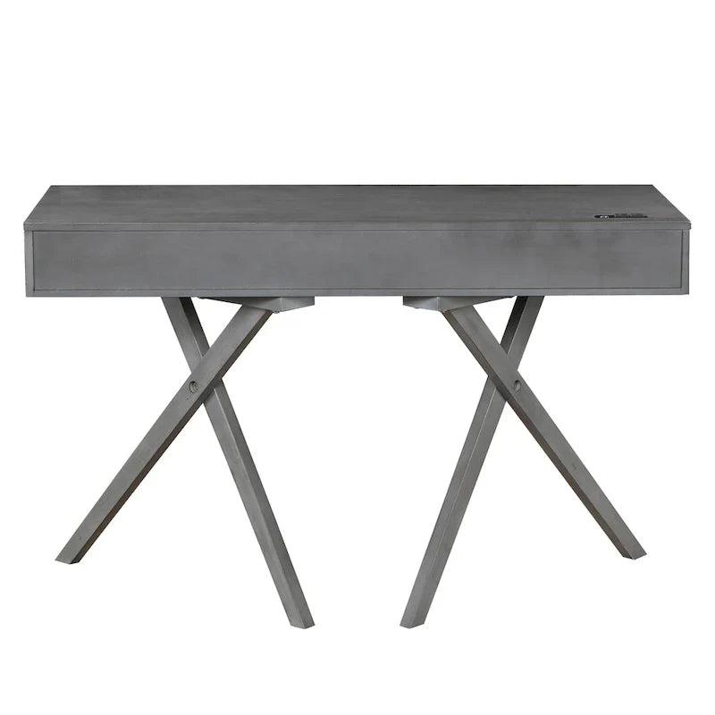 Bureau Foli Transitional de 47 po en bois avec 2 tiroirs, ports USB et prises électriques par Furniture of America