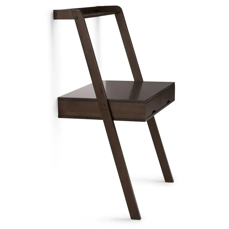 WYNDENHALL Darren Bureau mural contemporain en bois massif de 91 cm de large, couleur noyer chaud