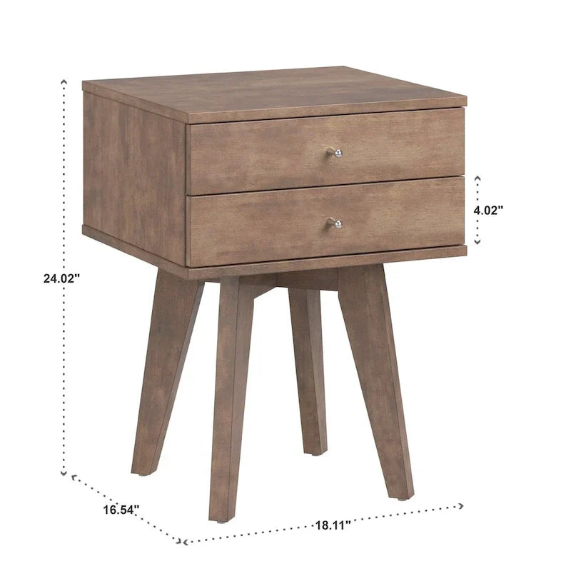 Table de chevet en bois à 2 tiroirs Tennant par iNSPIRE Q Modern