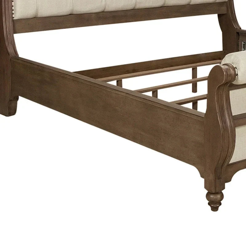 Lit traîneau king Americana Farmhouse, taupe poudré